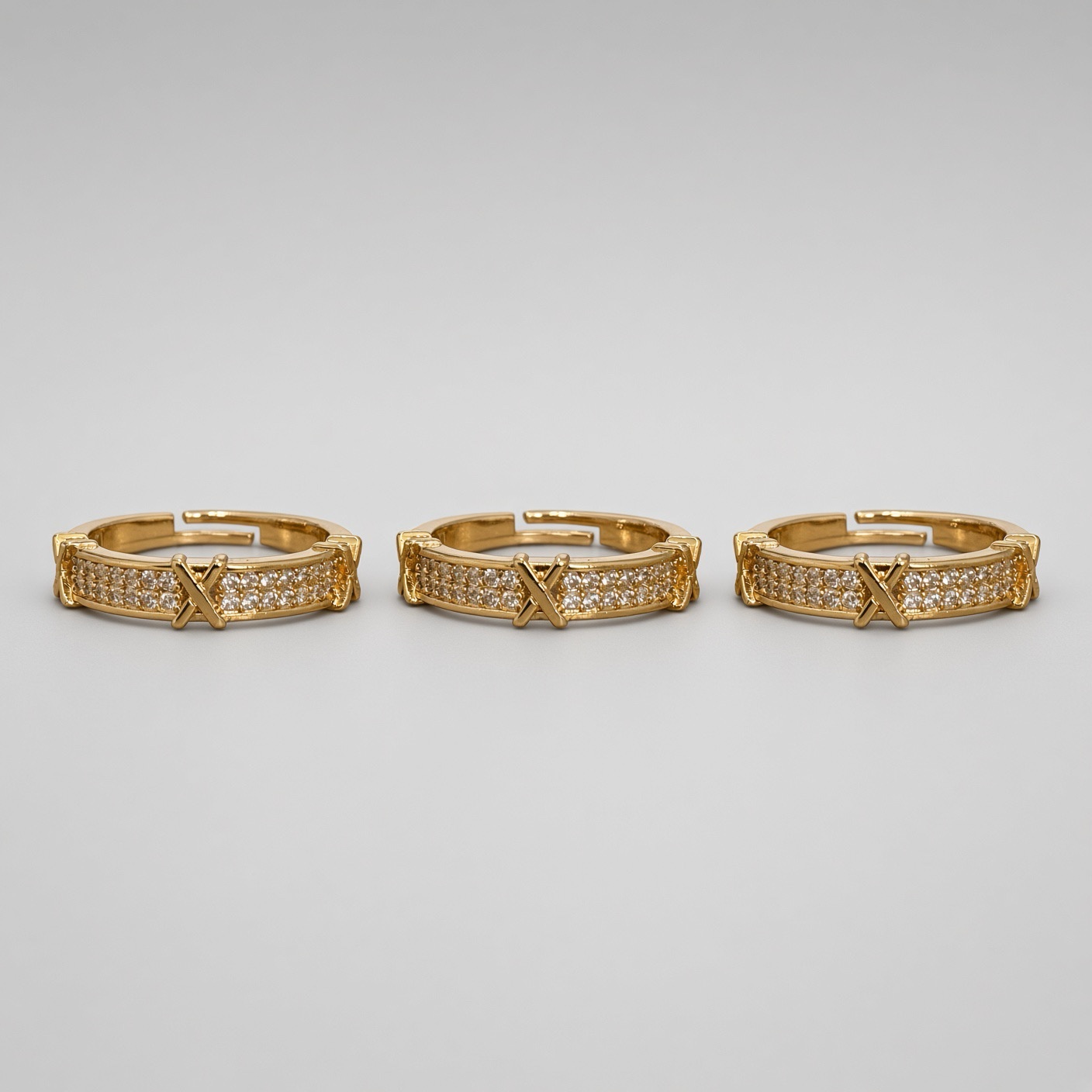 Kit 3 anéis Regulável Bijoux Premium Dourado 006